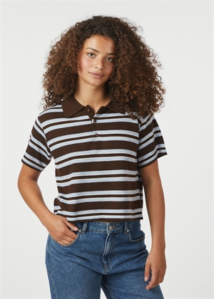 Mulann polo knit bluse Dark Brown Neo Noir